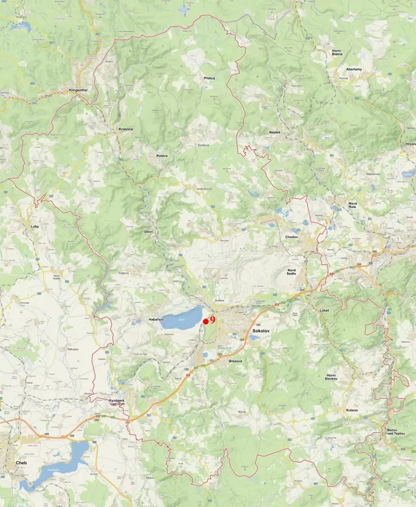 mapa výskytu na Sokolovsku