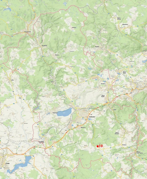 mapa výskytu na Sokolovsku